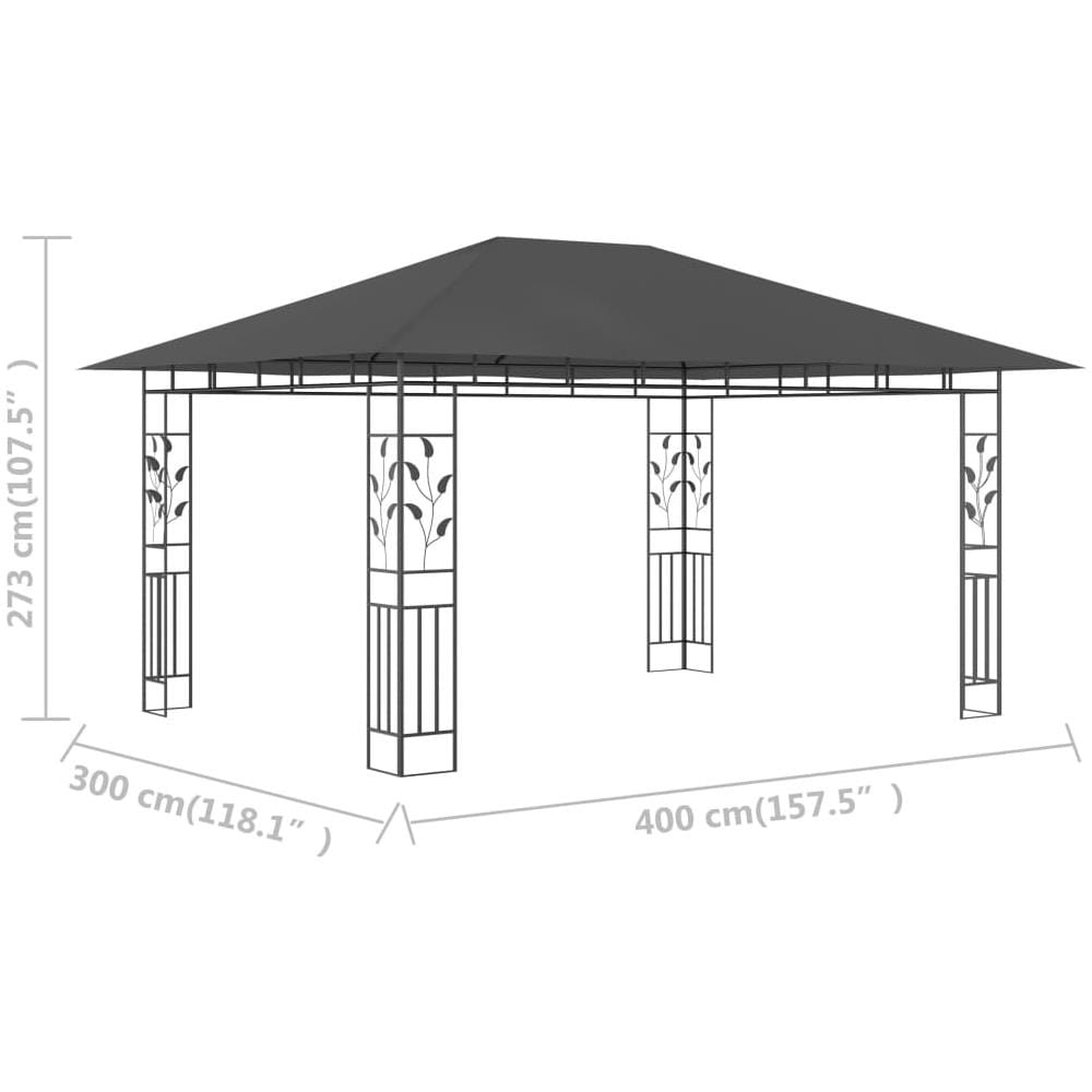 Gazebo Con Zanzariera 4x3x2,73 M Antracite 180 G / m² - Foto 12