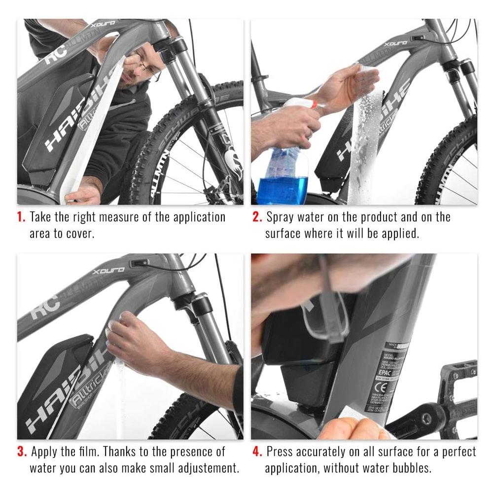 Nastro Adesivo Trasparente Scudo Per Protezione Telaio Bicicletta Spessore 0,3 Mm, 8 X 150 Cm - Foto 6