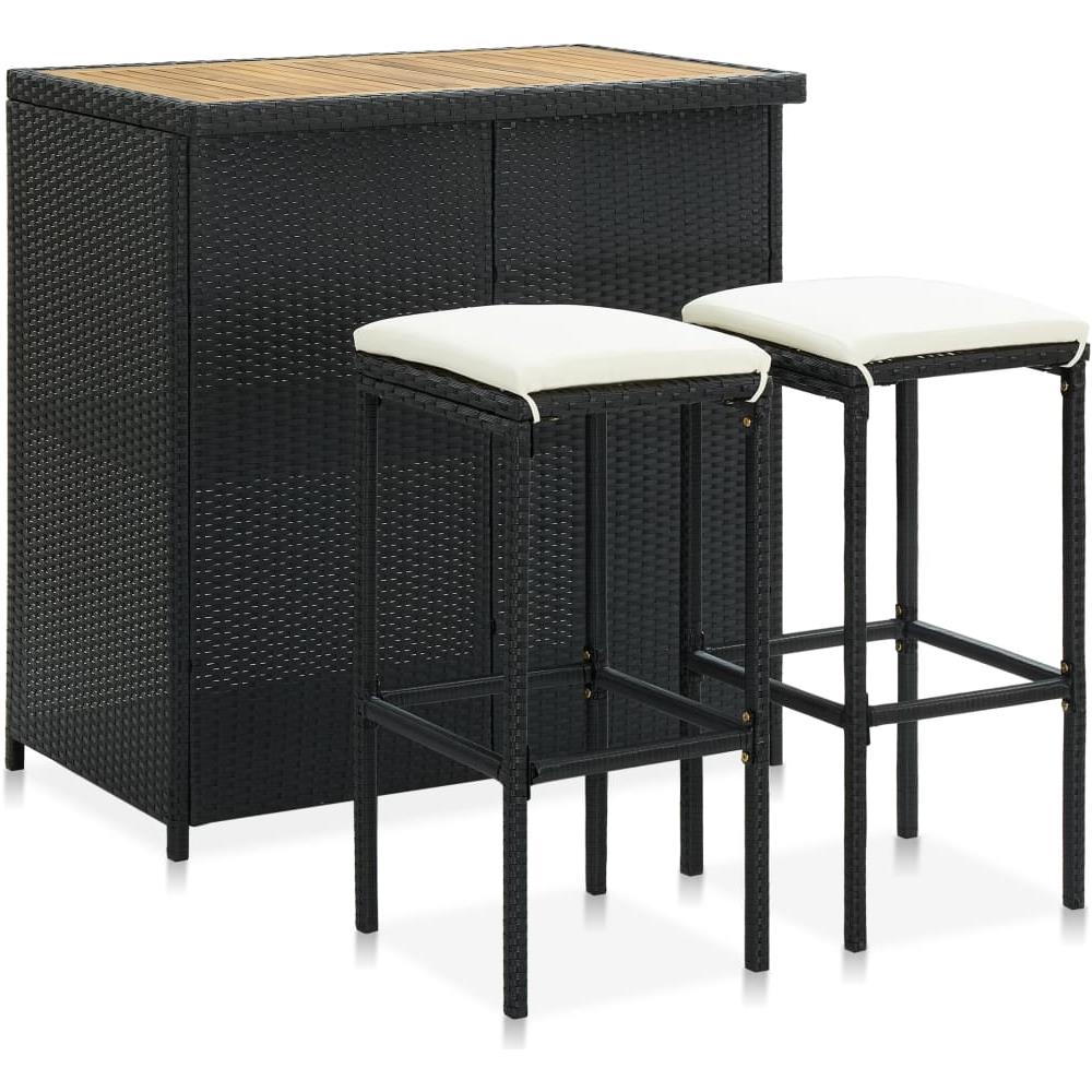 Set Da Bar 3 Pz In Polyrattan Nero - Foto 1
