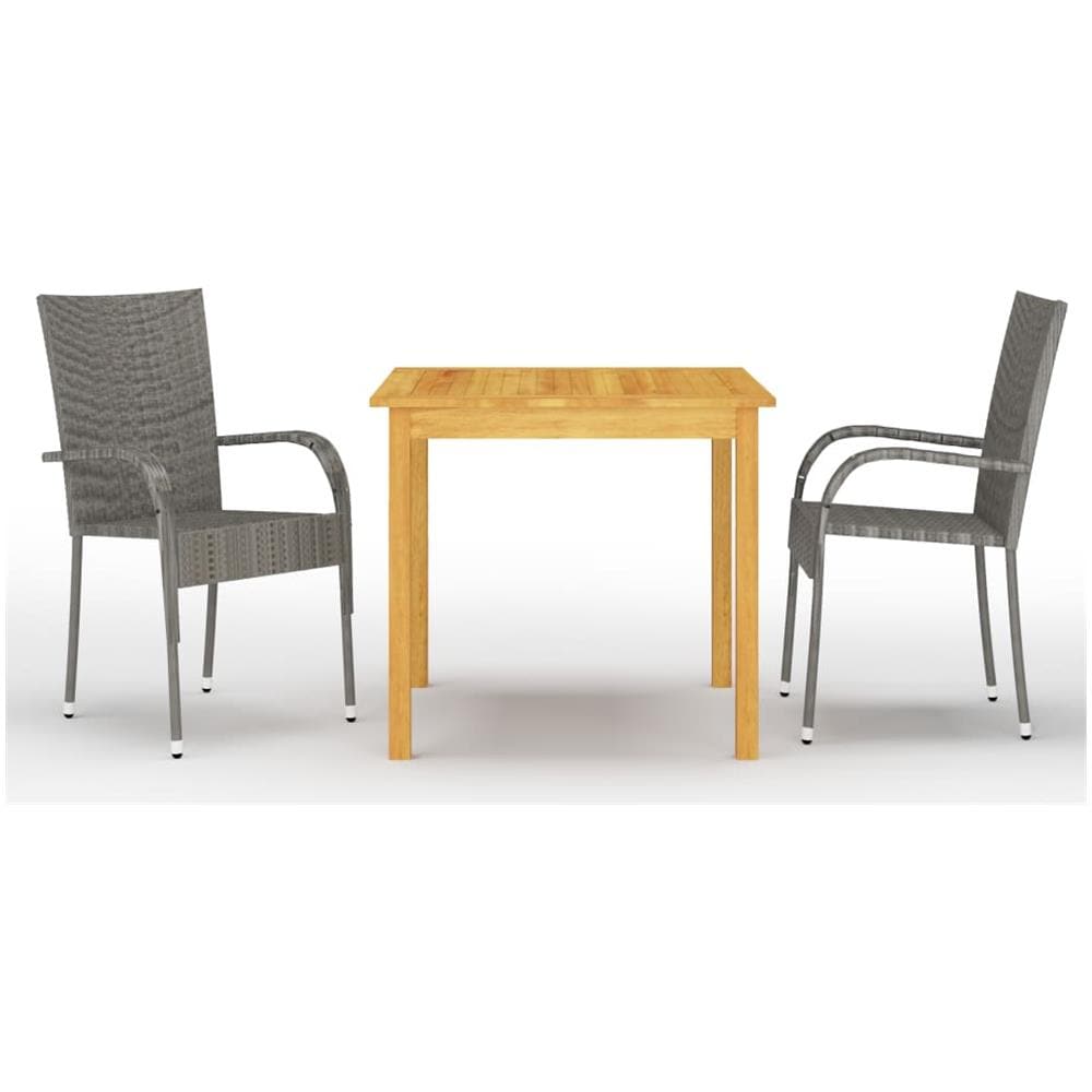 Set Mobili Da Pranzo Per Giardino 3 Pz Grigio - Foto 1