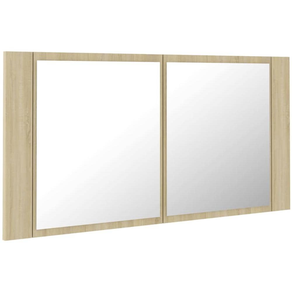 Armadietto a Specchio con Luci LED Rovere Sonoma in Acrilico - Foto 8