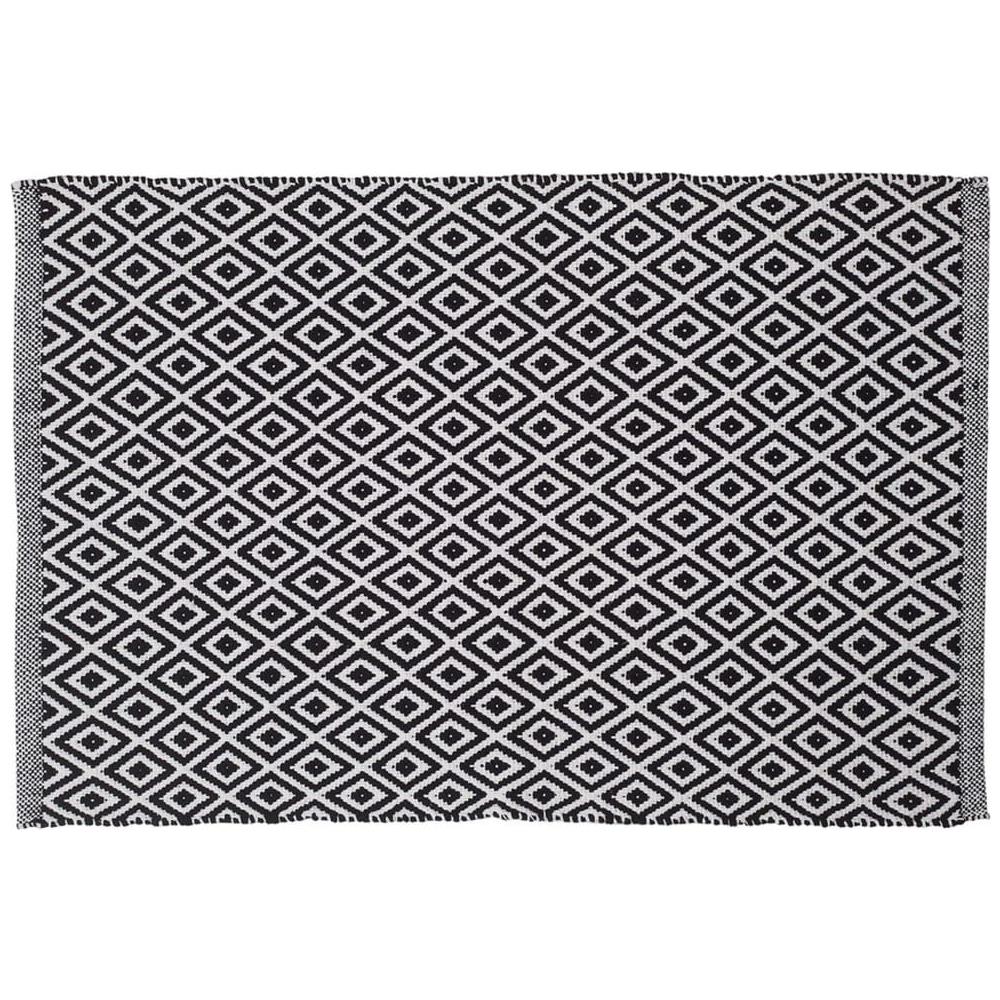 Tappetino da Bagno Trellis in Cotone 60x90 cm Nero e Bianco - Foto 1