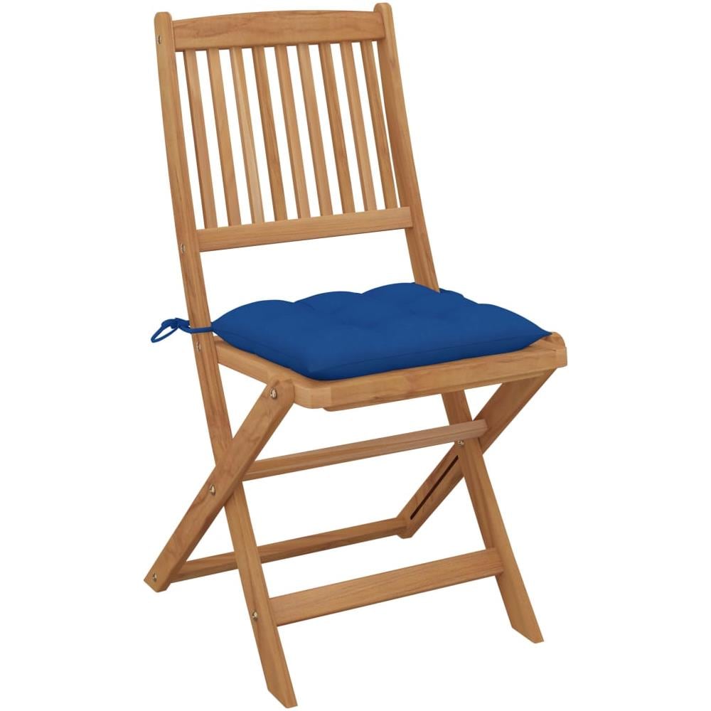 Sedie da Giardino Pieghevoli 4pz con Cuscini Massello d'Acacia - Foto 2