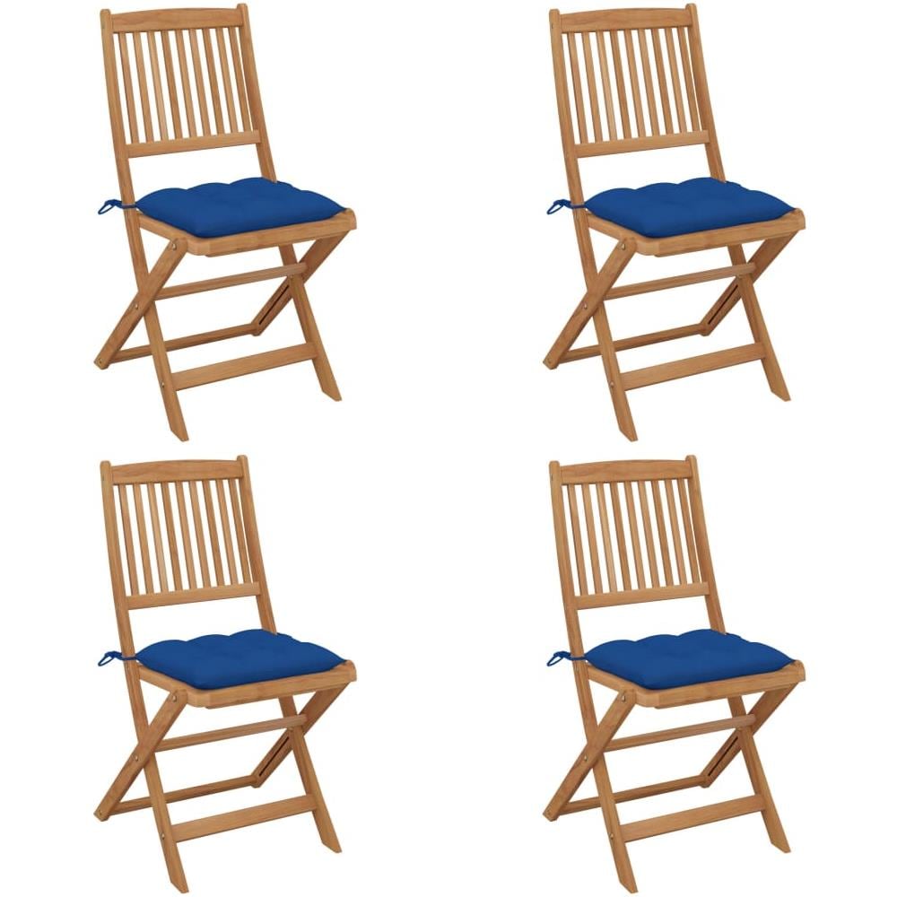 Sedie da Giardino Pieghevoli 4pz con Cuscini Massello d'Acacia - Foto 1