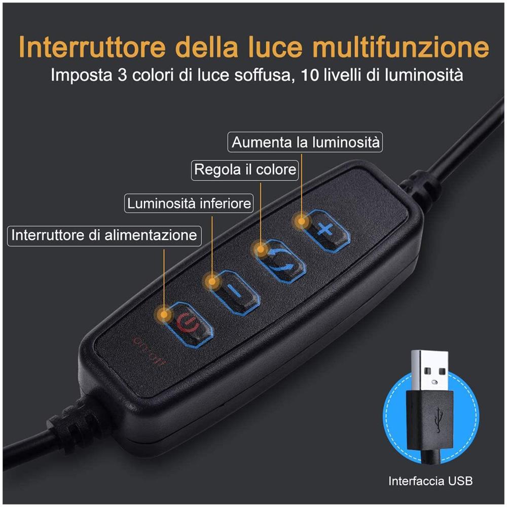 Luce Led Anello Portatile Regolazione Luminosità E Stand Smartphone - Foto 2