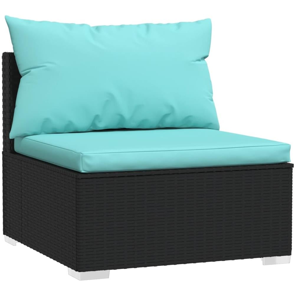 Divano A 3 Posti Con Cuscini In Polyrattan Nero - Foto 7