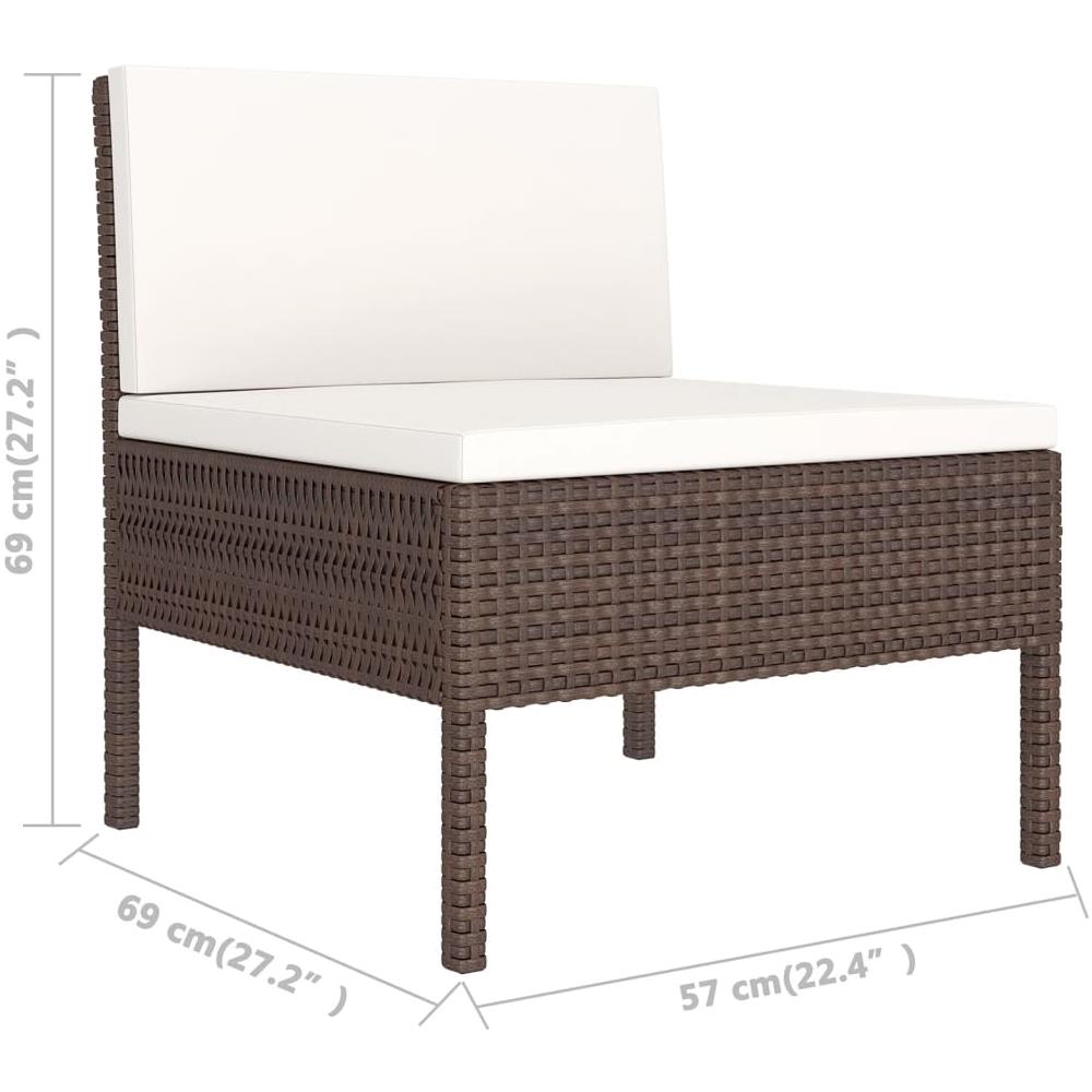 Set Divani Da Giardino 7 Pz Con Cuscini In Polyrattan Marrone - Foto 2