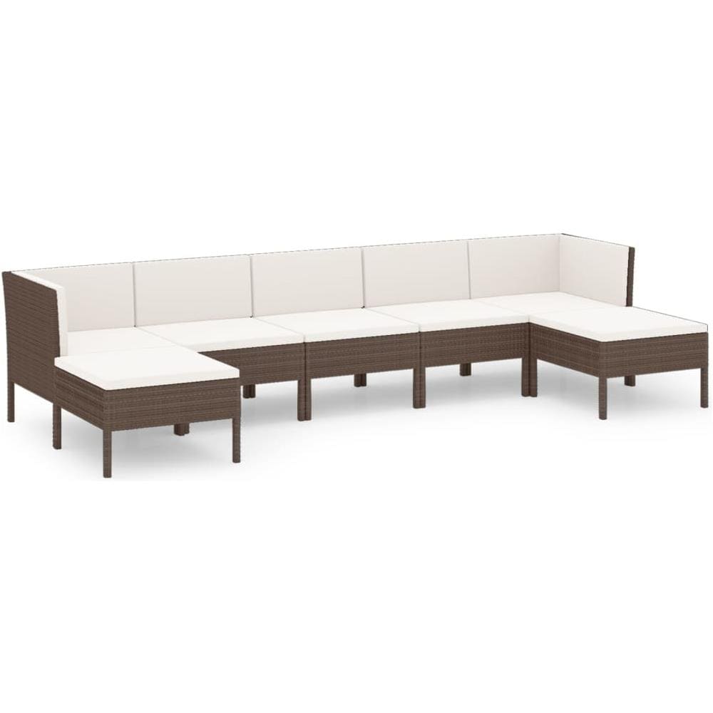 Set Divani Da Giardino 7 Pz Con Cuscini In Polyrattan Marrone - Foto 1