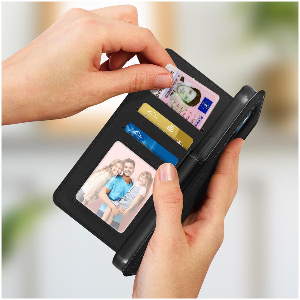 Custodia A Portafoglio Iphone 13 Mini Multiscomparto Supporto Video Nera - Foto 2