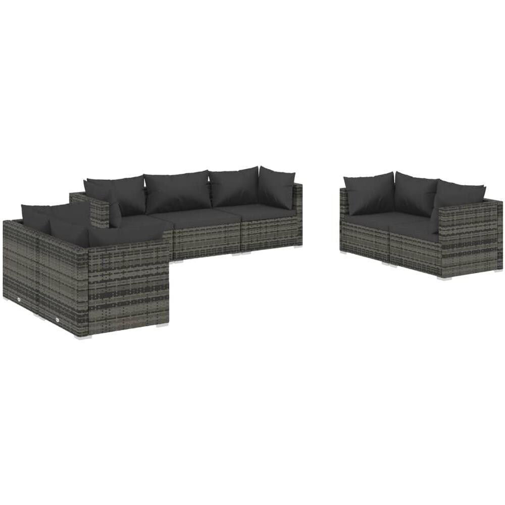 Set Divani Da Giardino 7 Pz Con Cuscini In Polyrattan Grigio - Foto 1