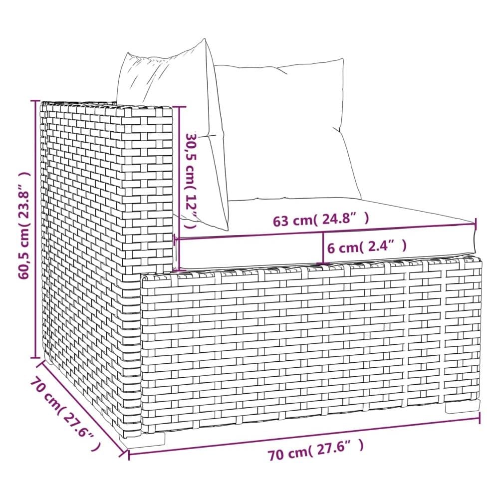 Set Divani Da Giardino 7 Pz Con Cuscini In Polyrattan Grigio - Foto 7