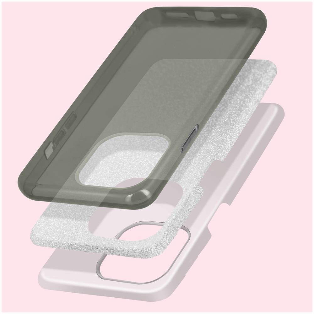 Cover Iphone 14 Plus Semi-rigida Con Paillette Amovibili Argento - Foto 2