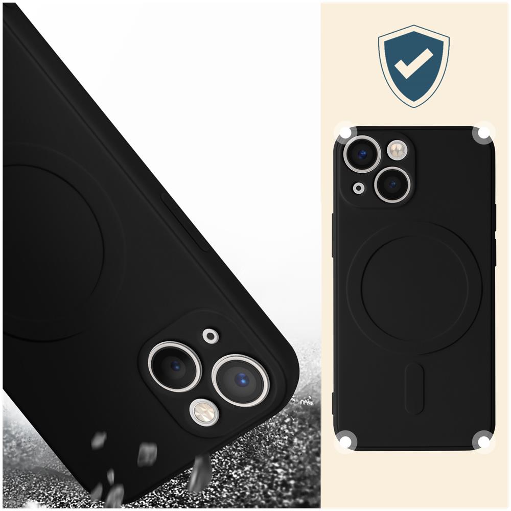 Cover Magsafe Iphone 13 Silicone Flessibile Soft-touch Mag Cover Nera - Foto 5