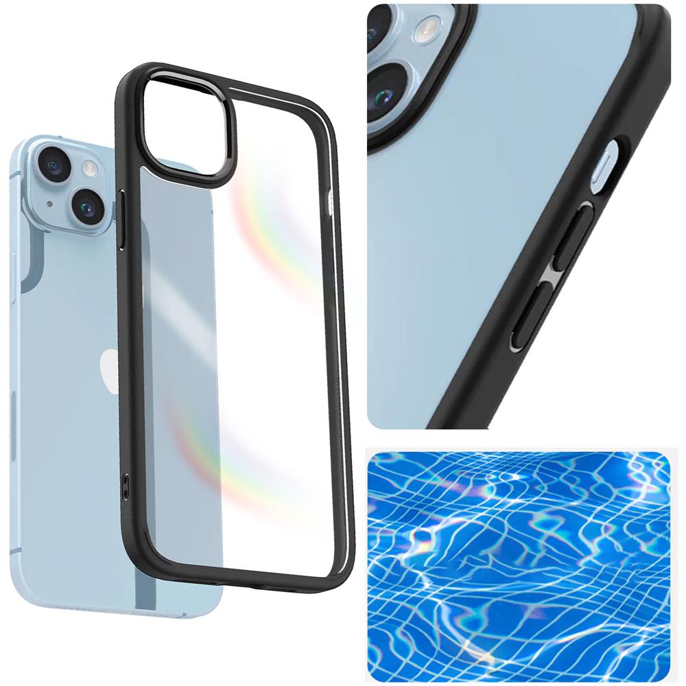 Cover Iphone 14 Plus Trasparente Bordo Nero Antiurto Spigen Ultra Hybrid - Foto 2