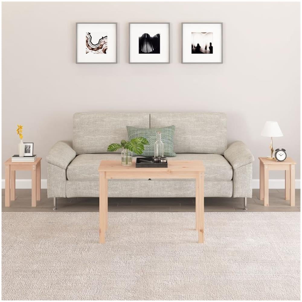 Tavolini A Incastro 3 Pz In Legno Massello Di Pino - Foto 1