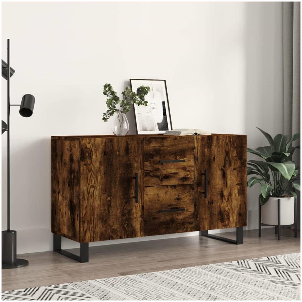 Credenza Rovere Fumo 100x36x60 Cm In Legno Multistrato - Foto 1