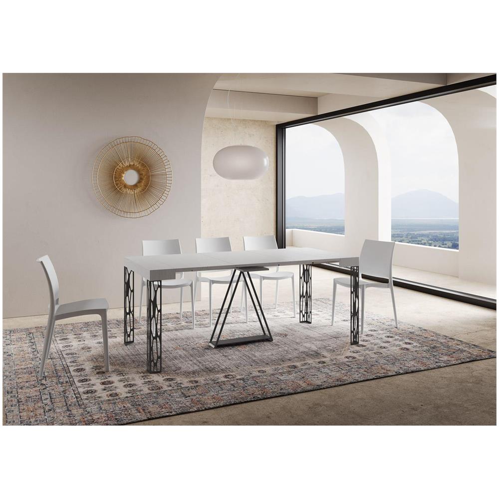 Consolle allungabile 90x40/196 cm Kerpa Small bianco frassino telaio antracite - Foto 3