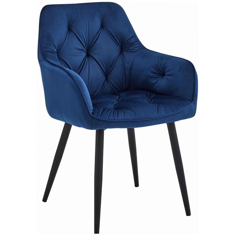 Sedia LUKK - Velluto blu navy per soggiorno, cucina, sala da pranzo x 2 - Foto 2