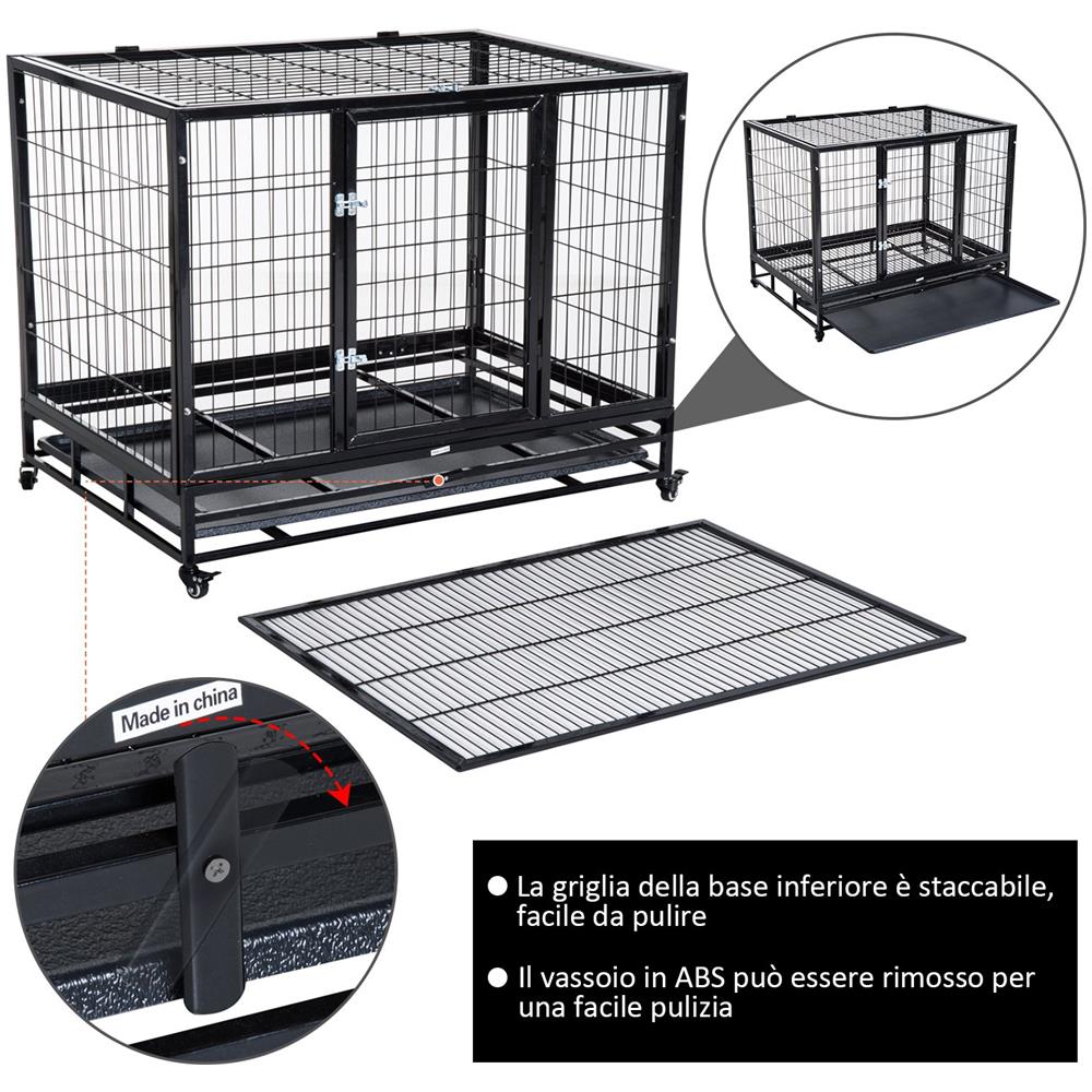 Gabbia Box Per Cani Con Rotelle 92x62x75cm - Foto 8
