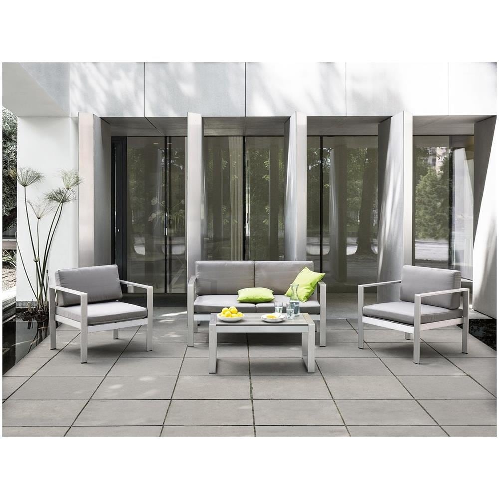 Set Divani Da Giardino Con Tavolino In Alluminio Grigio Chiaro Salerno - Foto 2