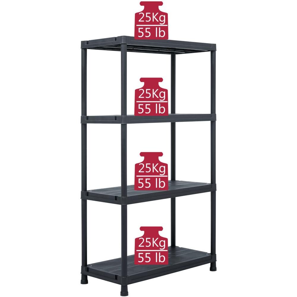 Scaffale Nero 100 Kg 60x30x138 Cm In Plastica - Foto 7