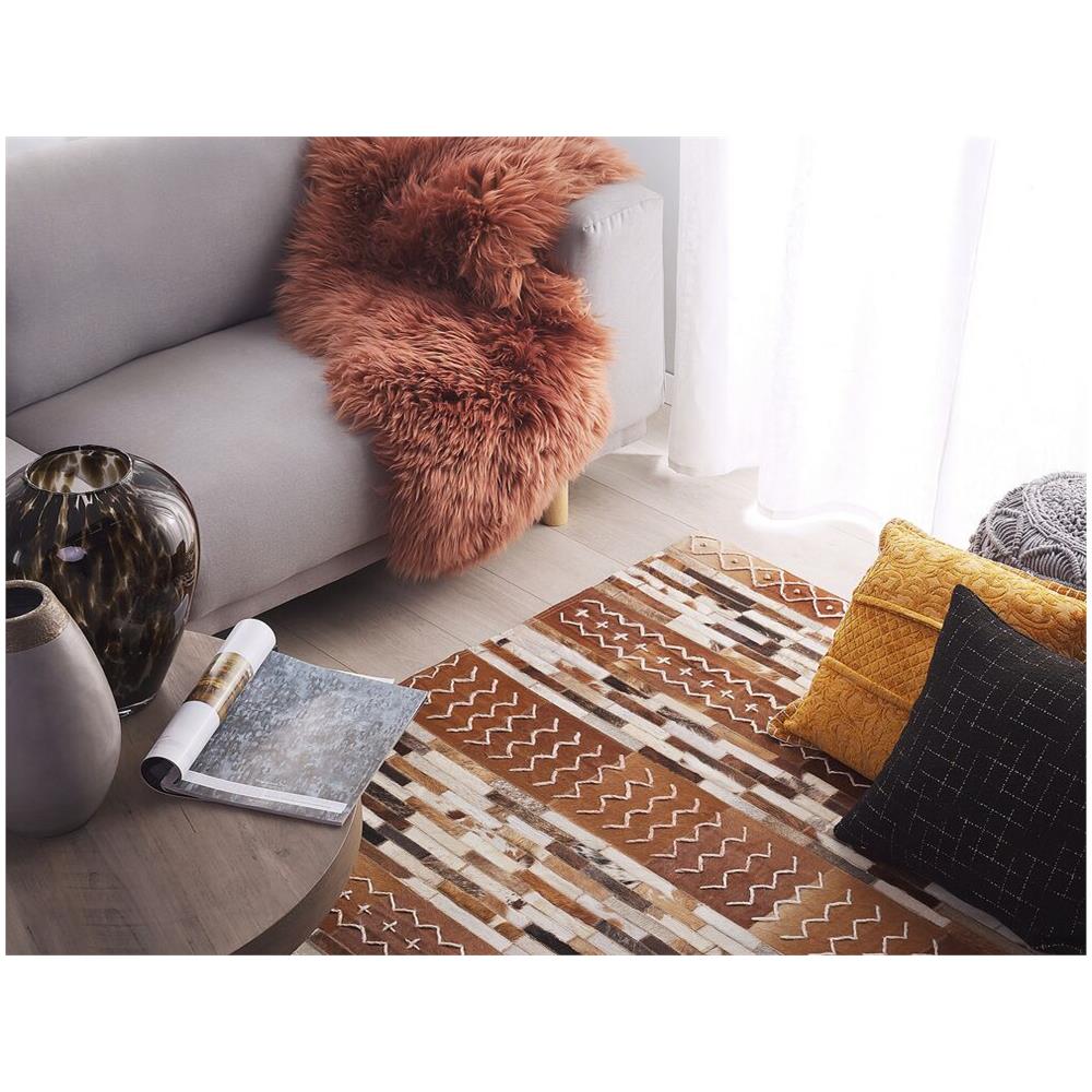 Tappeto Rettangolare In Pelle Marrone 140x200cm Herekli - Foto 2