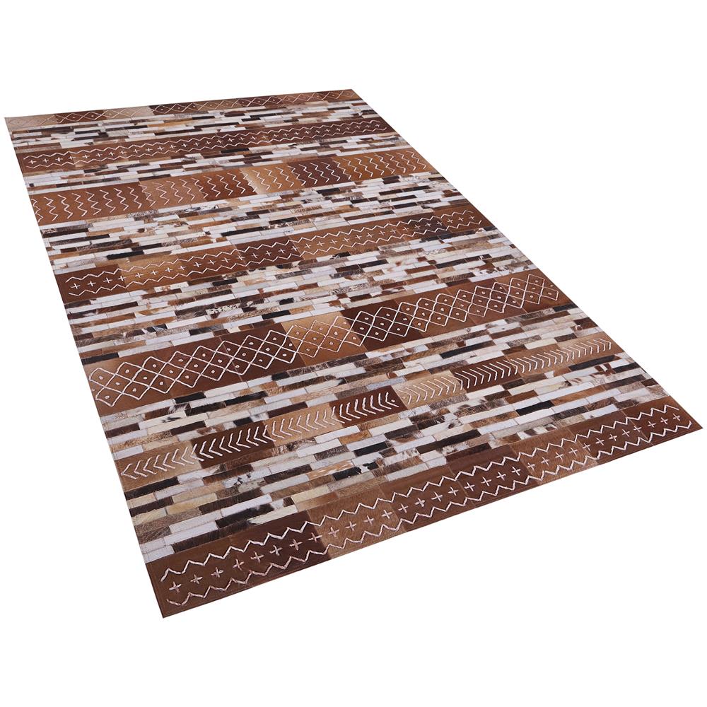 Tappeto Rettangolare In Pelle Marrone 140x200cm Herekli - Foto 1