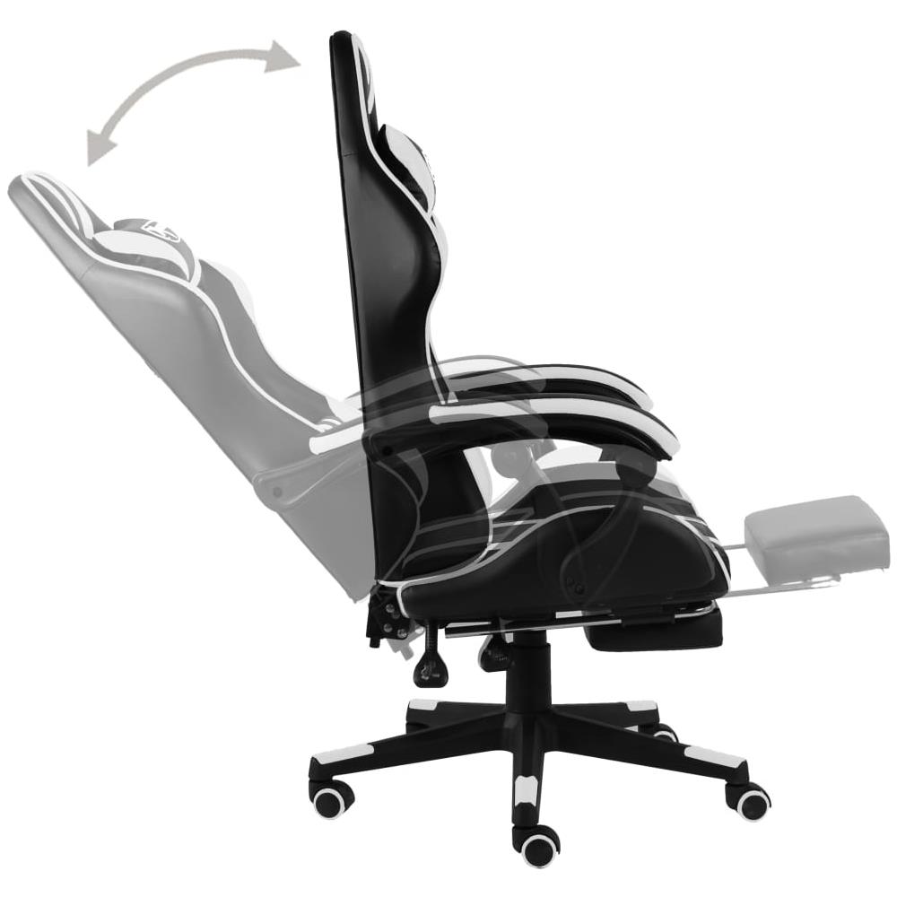 Sedia da Gaming con Poggiapiedi Nera e Bianca in Similpelle - Foto 3