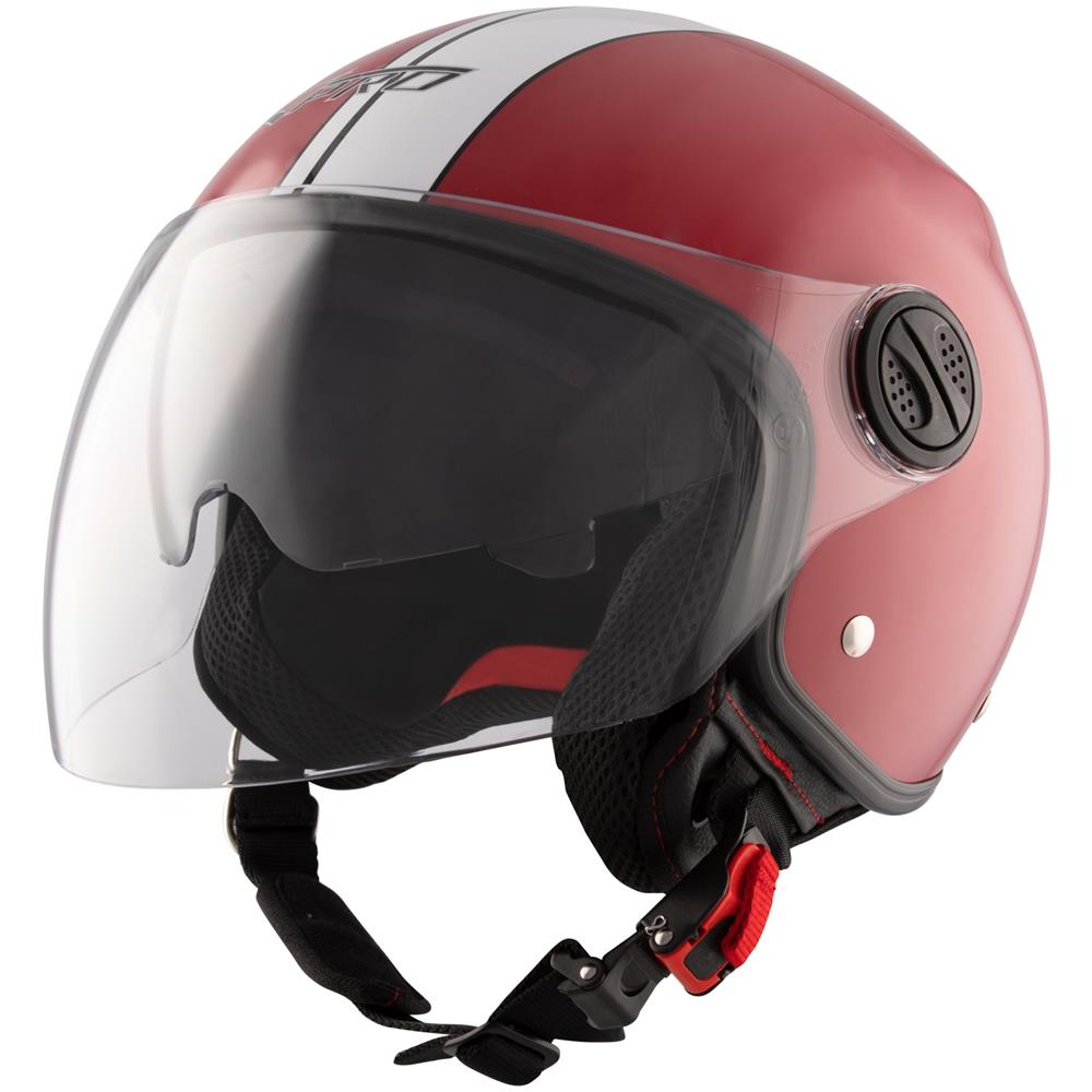 Casco Moto Jet Omologato Ece Rosso Doppia Visiera Parasole Grafica Bianca M - Foto 5