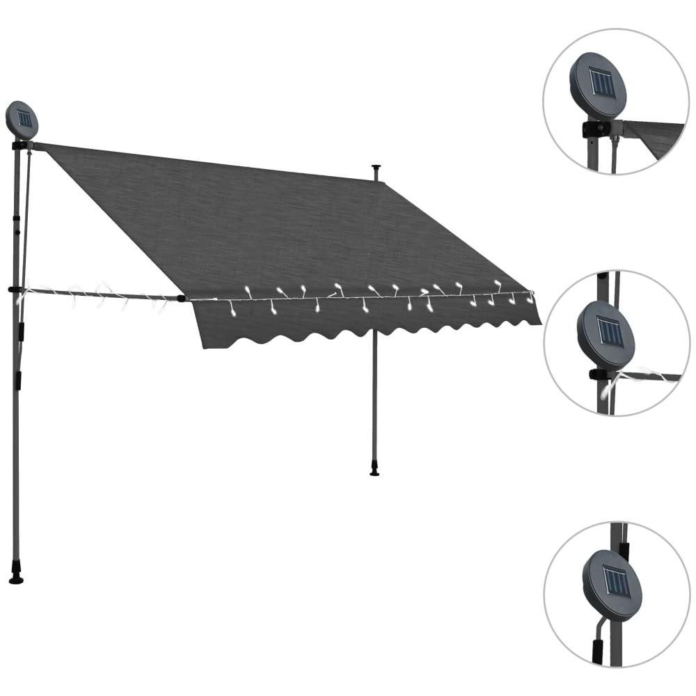 Tenda da Sole Retrattile Manuale con LED 300 cm Antracite - Foto 2