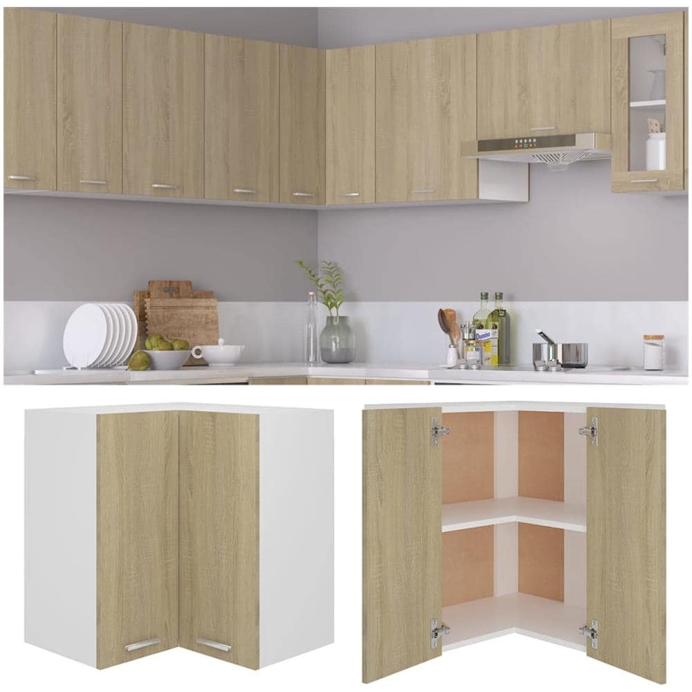 Pensile Angolare Rovere Sonoma 57x57x60 cm in Legno Multistrato - Foto 2