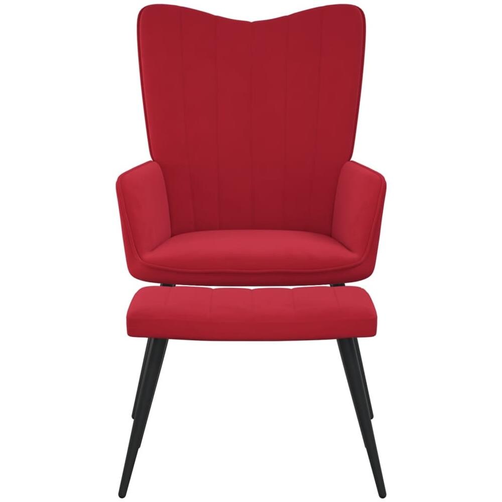 Poltrona Relax Con Poggiapiedi Rosso Vino In Velluto - Foto 3