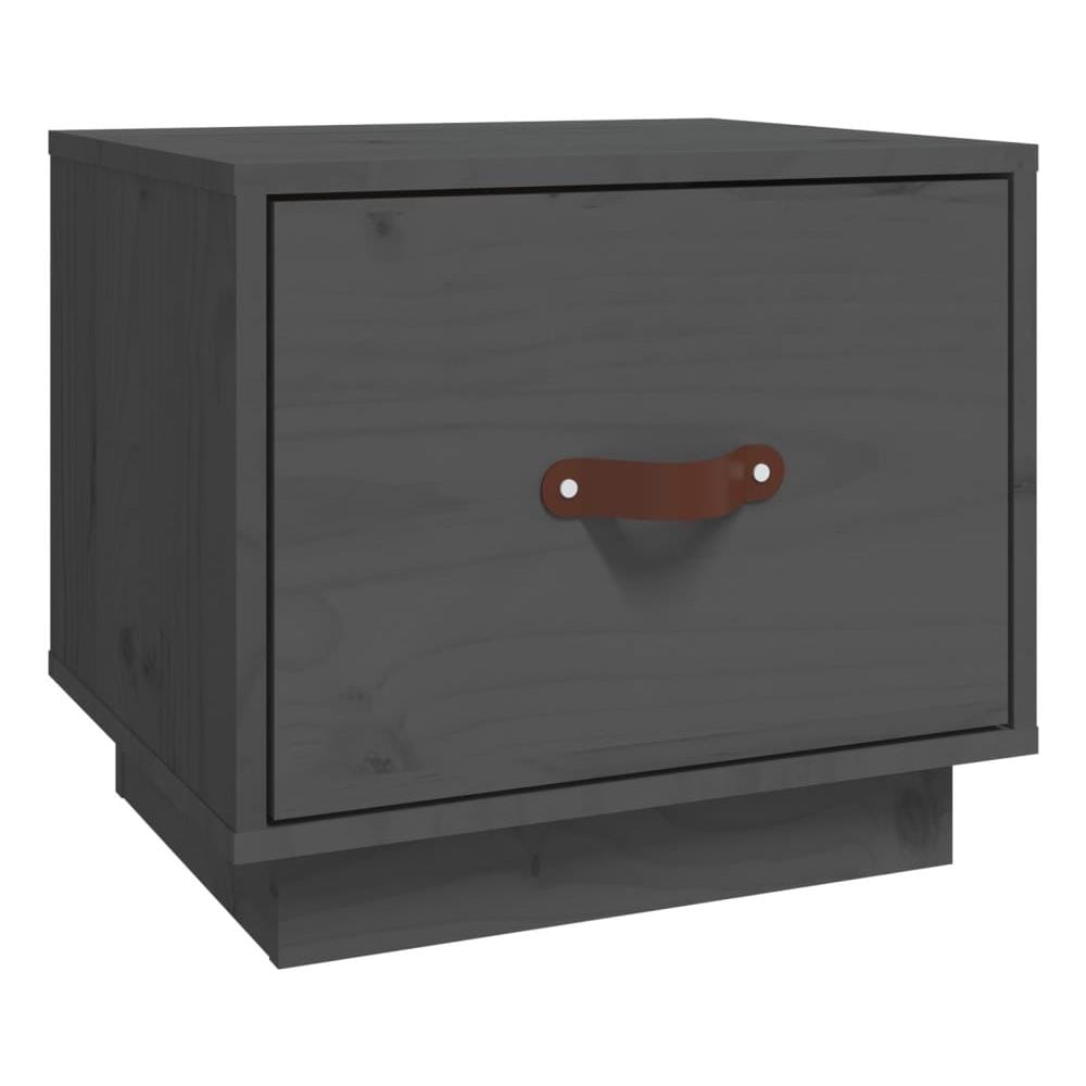 Comodino Grigio 40x34x35 Cm In Legno Massello Di Pino - Foto 2