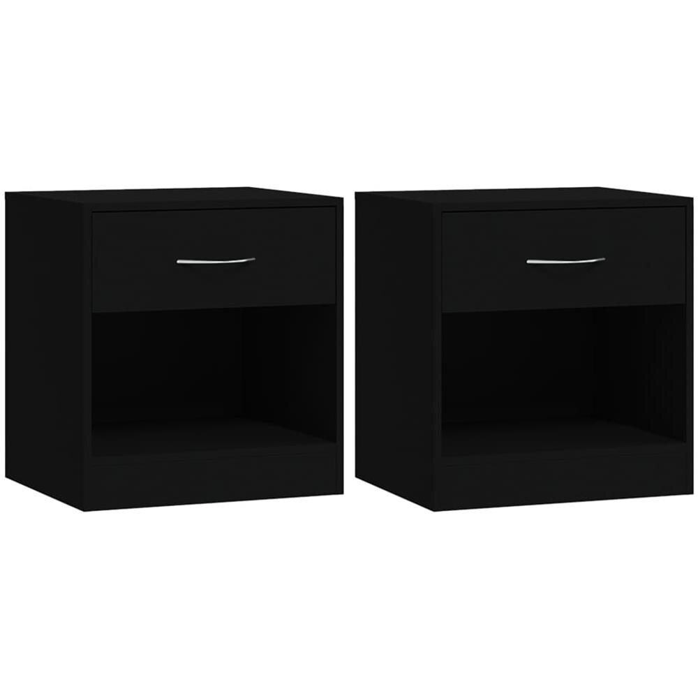 Comodini 2 Pz Con Cassetto Neri - Foto 2