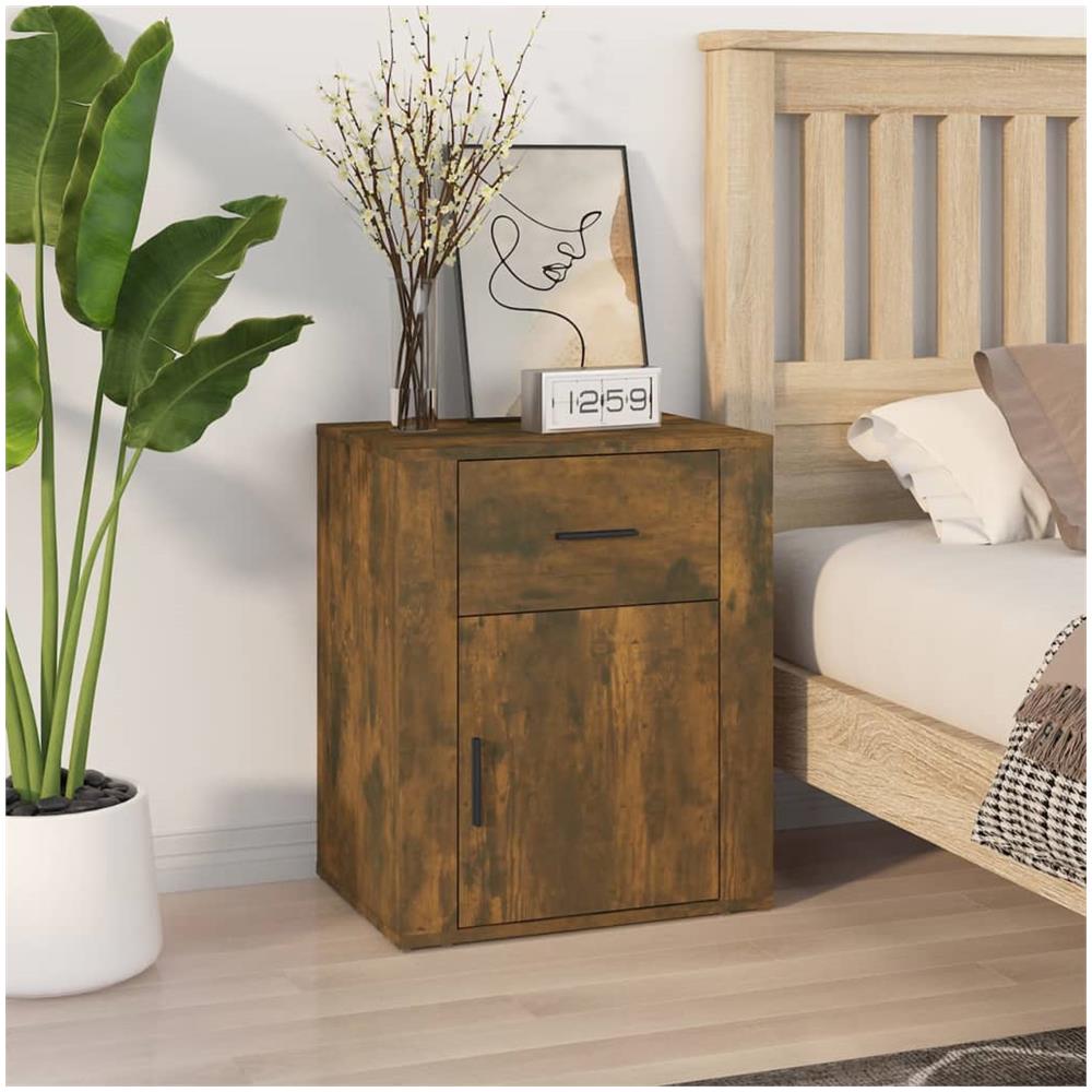 Comodino Rovere Fumo 50x36x60 Cm Legno Multistrato - Foto 1