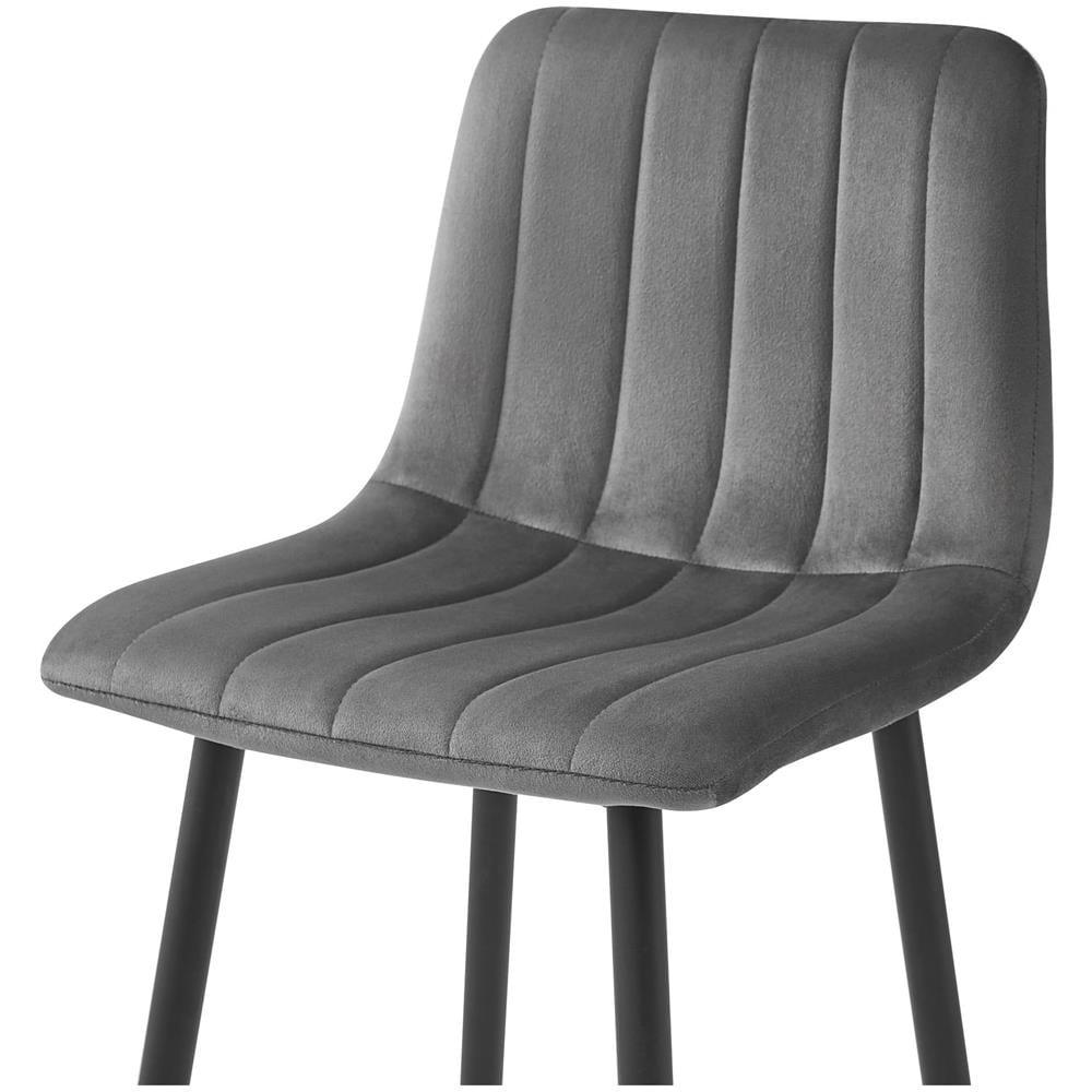 Sgabello POZZA in velluto grigio scuro con gambe nere per cucina x2 - Foto 5