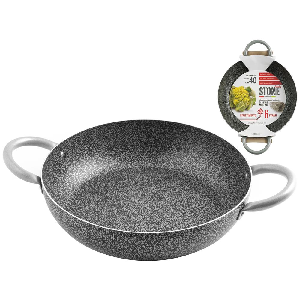 Tegame 2 Maniglie Antiaderente Diametro 40 cm - Linea Family Stone - Foto 1