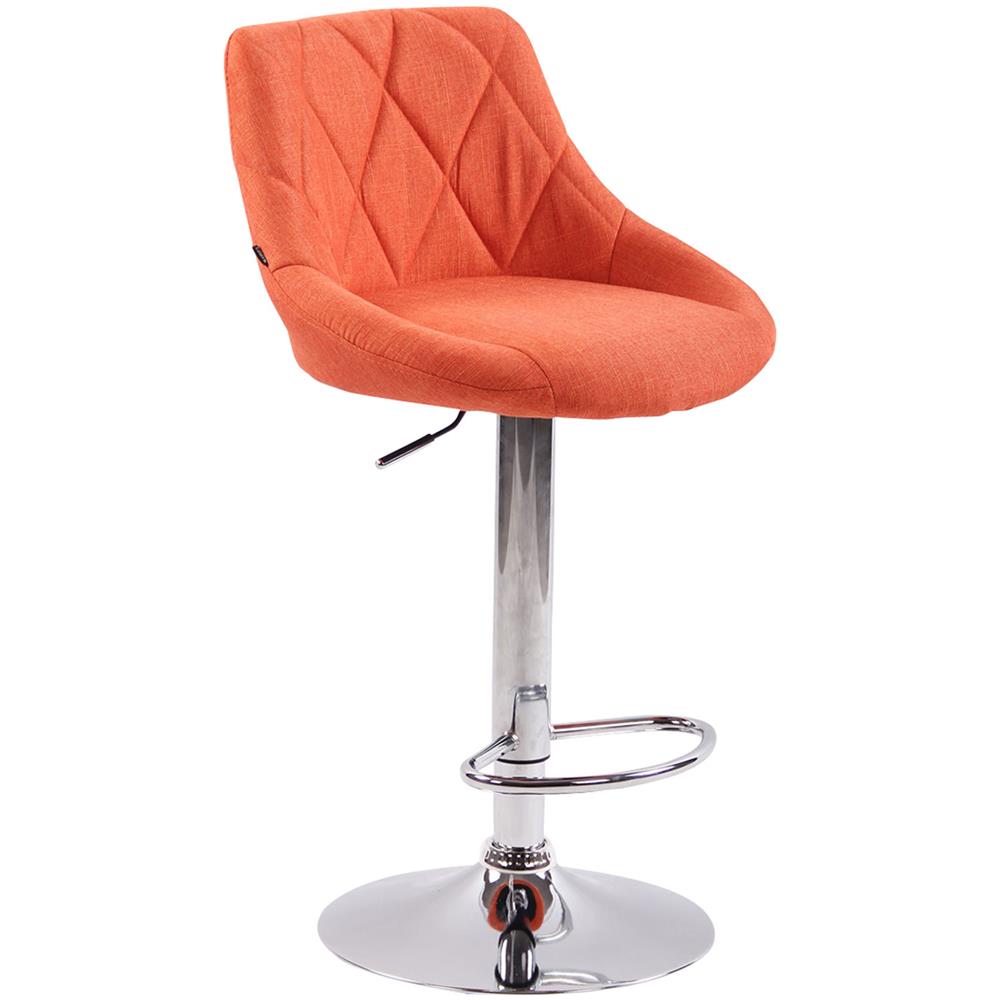 Sgabello Design LAZIO in Tessuto - Sedia Cucina Girevole e Regolabile (83-104 cm) con Poggiapiedi I Sgabello Bar Imbottito Arancione - Foto 1