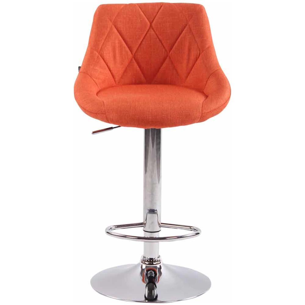 Sgabello Design LAZIO in Tessuto - Sedia Cucina Girevole e Regolabile (83-104 cm) con Poggiapiedi I Sgabello Bar Imbottito Arancione - Foto 2