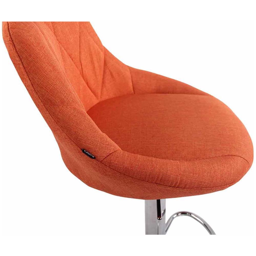 Sgabello Design LAZIO in Tessuto - Sedia Cucina Girevole e Regolabile (83-104 cm) con Poggiapiedi I Sgabello Bar Imbottito Arancione - Foto 5