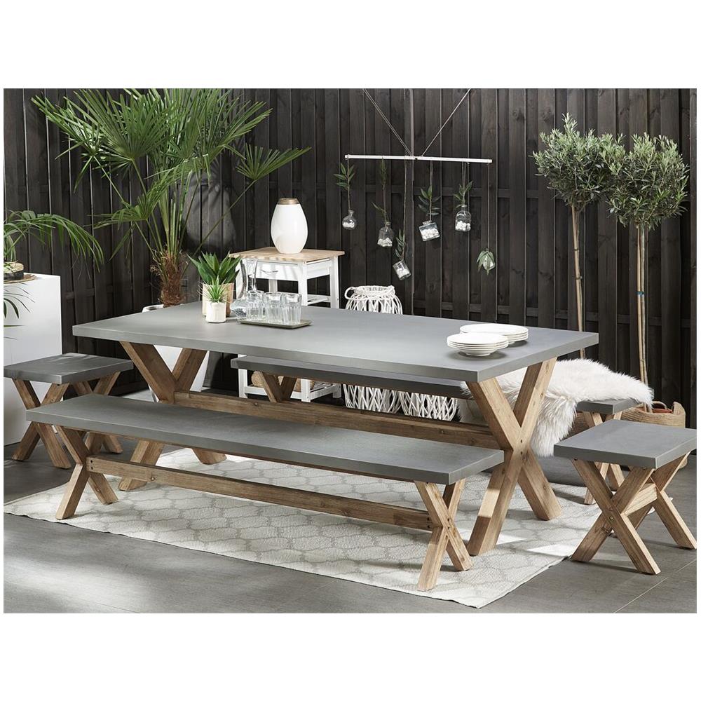 Tavolo Da Giardino Grigio In Finto Cemento 200 X 100 Cm Olbia - Foto 1