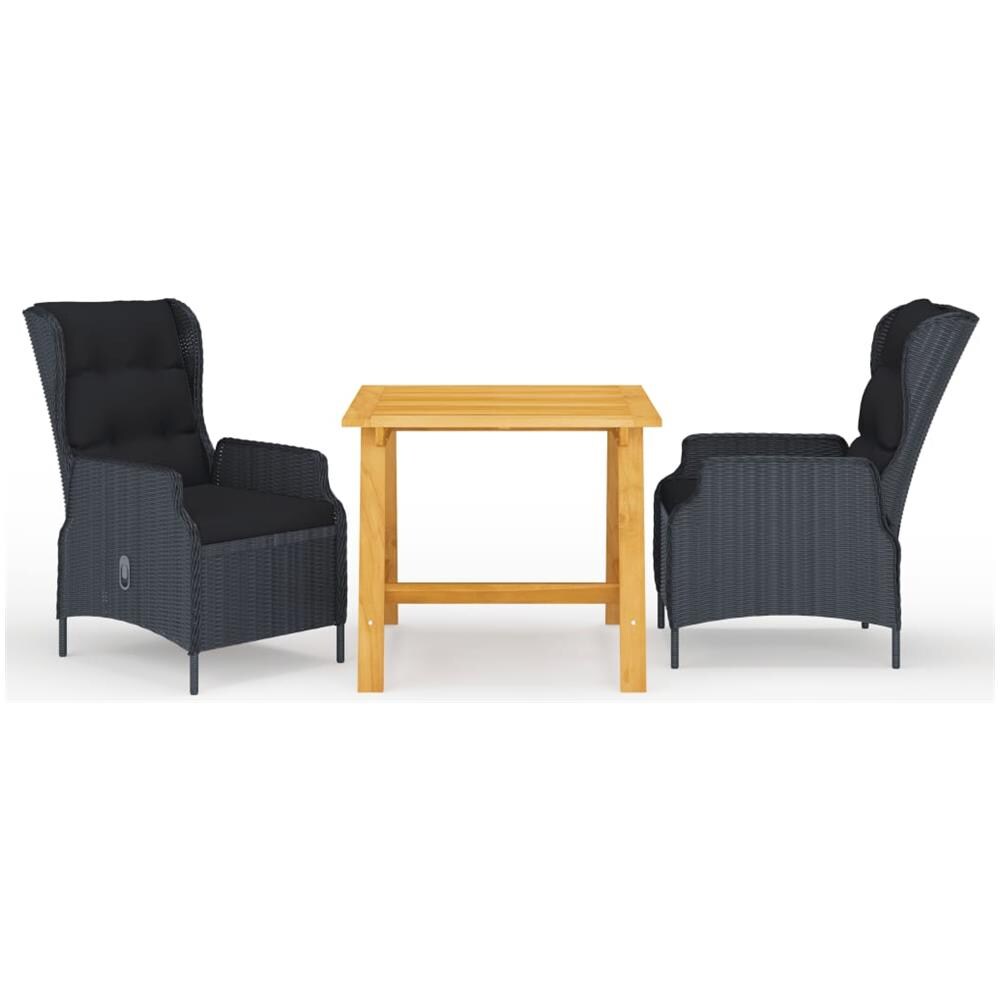 Set Mobili Da Pranzo Per Giardino 3 Pz Grigio Scuro - Foto 1