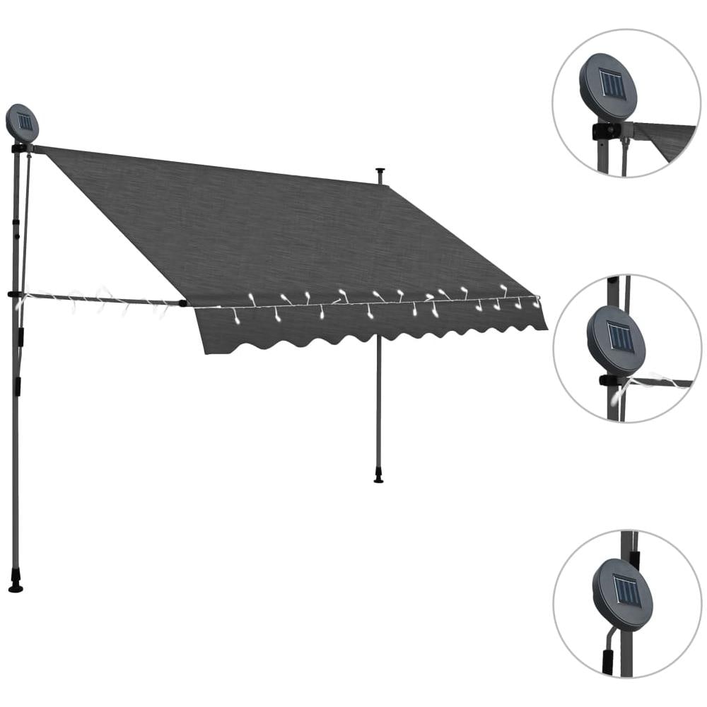 Tenda da Sole Retrattile Manuale con LED 250 cm Antracite - Foto 3