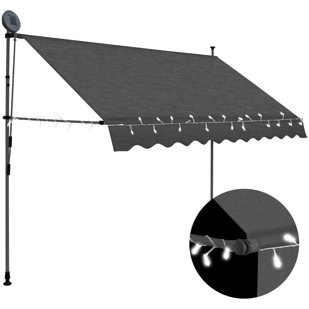 Tenda da Sole Retrattile Manuale con LED 250 cm Antracite - Foto 1