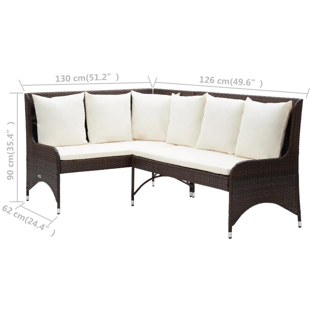 Divani Angolari Da Giardino 2 Pz In Polyrattan Marrone - Foto 6