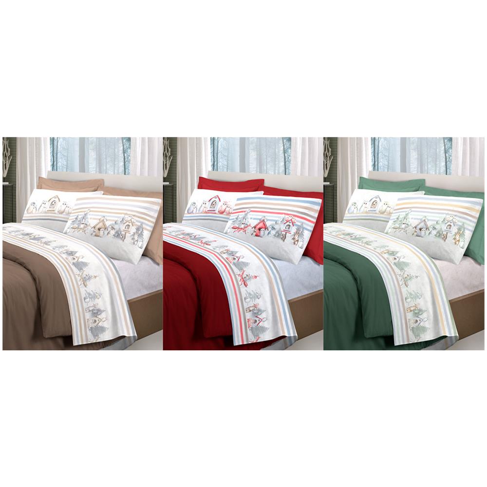 Completo Lenzuola Letto Pensieri Delicati 100% Cotone Disegno Gufi Singolo Verde - Foto 6