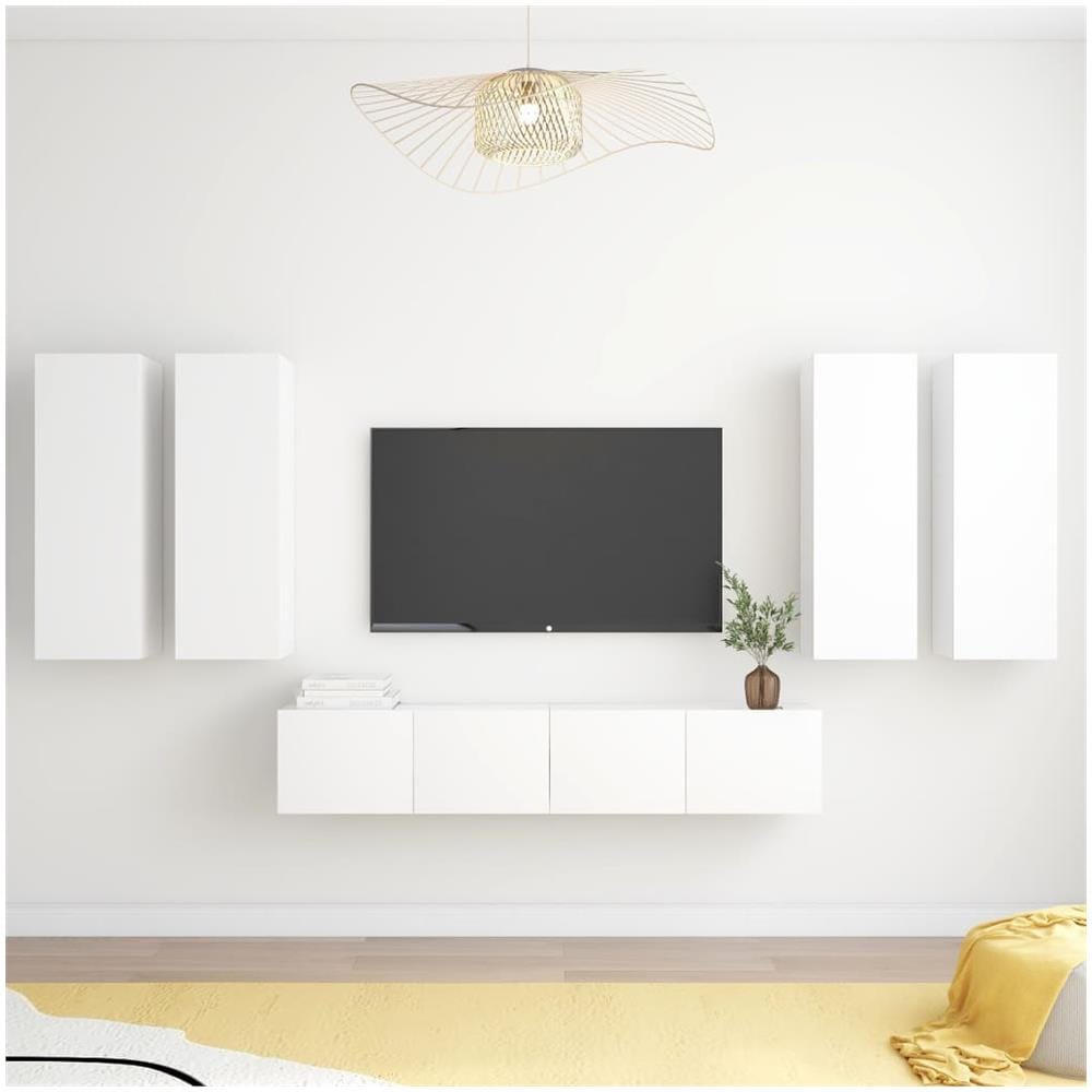 Set Mobile Tv 6 Pz Bianco In Truciolato - Foto 1