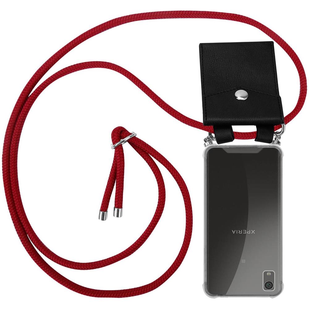 Catena Di Telefoni Cellulari Compatibile Con In Rosso Rubino - Coperchio Protettivo In Silicone Con Anelli D'argento, Cinturino In Corda E Custodia Staccabile - Foto 1
