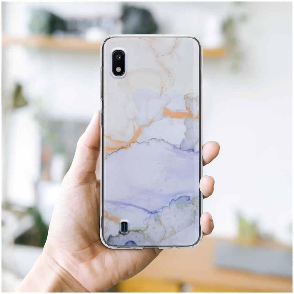 Custodia Compatibile Con Samsung Galaxy A10 / M10 In Marmo Bianco Viola Oro Gm 09 - Coperchio Protettivo In Silicone Tpu Con Motivo A Mosaico - Foto 7