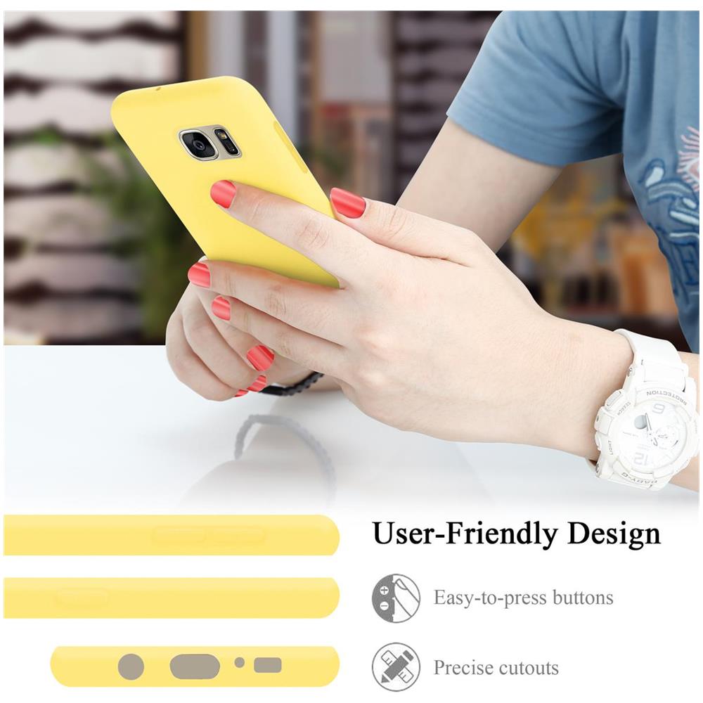 Custodia Compatibile Con Samsung Galaxy S7 In Liquid Giallo - Coperchio Protettivo In Silicone Tpu Flessibile - Foto 7